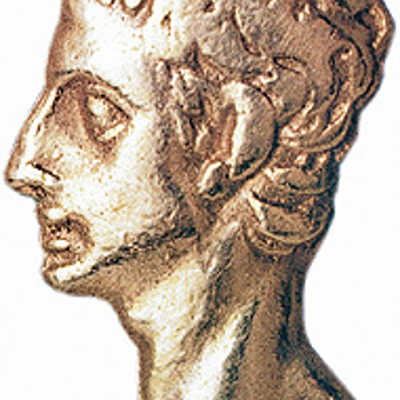 Augustus-Konterfei auf einer römischen Goldmünze.